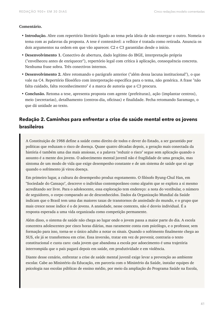 Capítulo 10, redação modelo comentada
